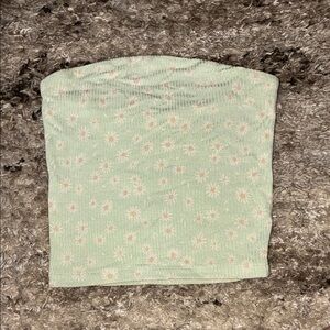 American Eagle Outfitters Green Floral Tube Top